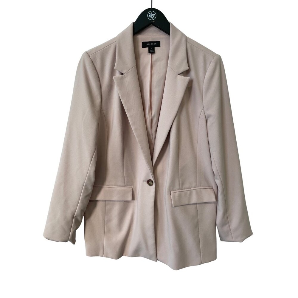 Halogen Blazer Jacket Size XL Single Button Long Sleeve Light Pink Career Office